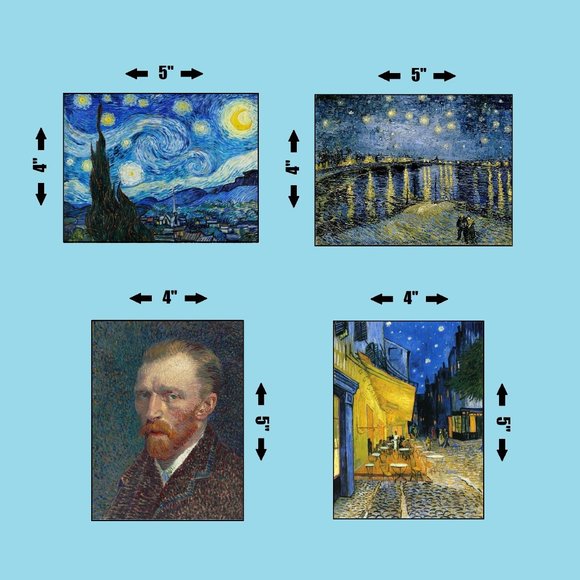 VINYL STICKER 4 PACK - Van Gogh Starry Night Cafe Portrait Famous Vincent Actual - Picture 1 of 1